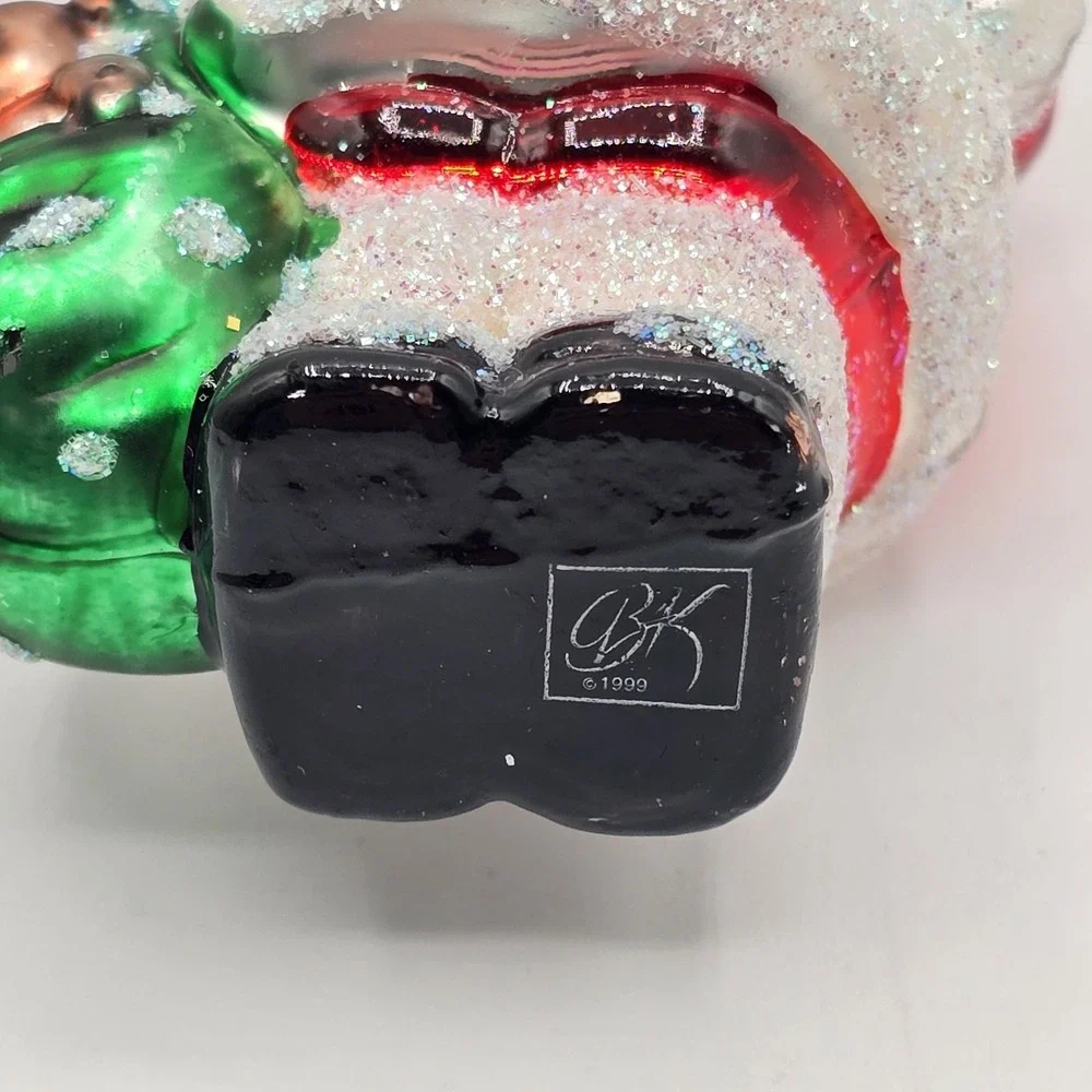 BRASS KEY BK‎ Classic Santa Hand Crafted Blown Glass Christmas Ornament Vtg